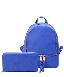 Fashion Zipper Classic Backpack & Wallet Set LP1082W ROYAL BLUE